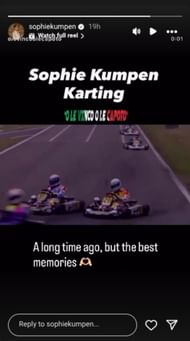 Sophie Kumpen from her karting days. Instagram stories/@sophiekumpen